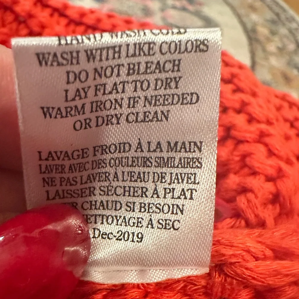 RAG POETS BELLAGIO ORANGE WIDE NECK TUNIC OPEN KNIT SIDE VENT SWEATER TOP XS - Picture 8 of 11
